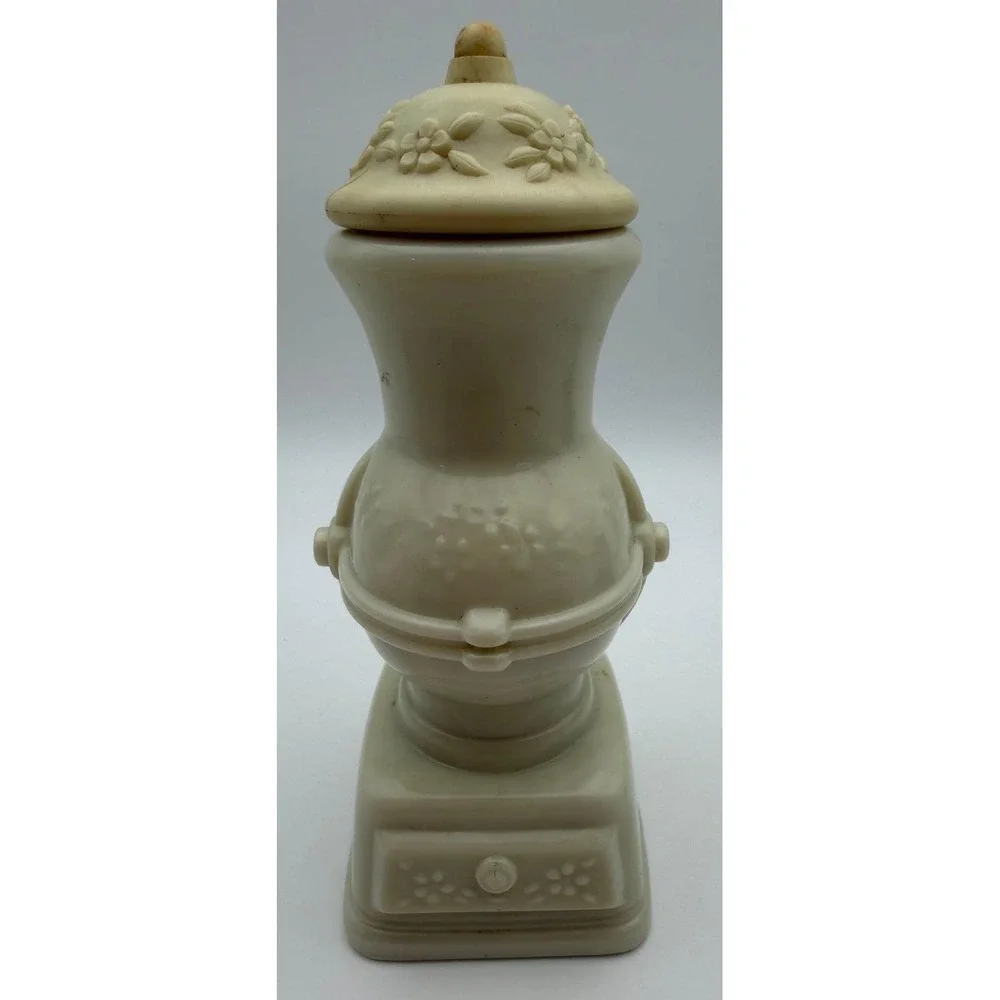Vintage Full Avon Sonnet Cologne Potbelly Stove Milk Glass Decanter 5 oz Bottle